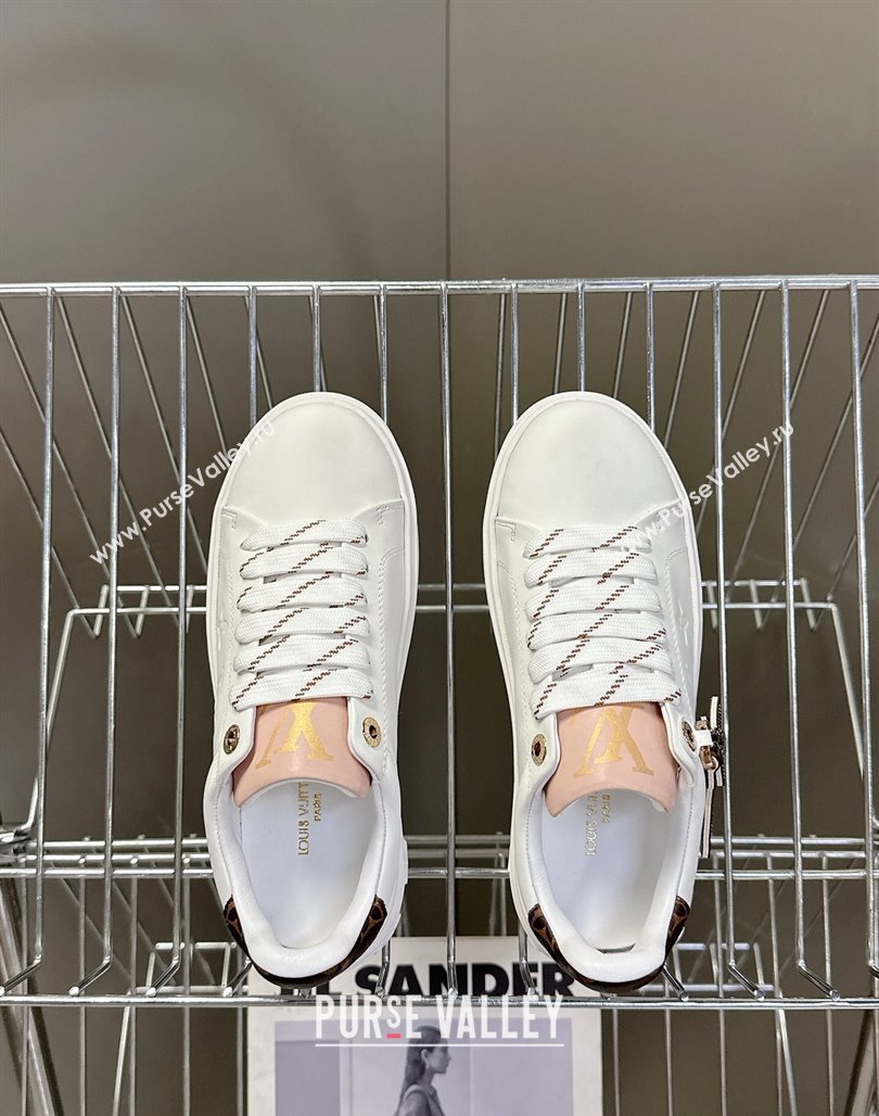Louis Vuitton Time Out Sneakers in Leather with LV Tag White/Brown 2025 LV042203 (MD-250422088)