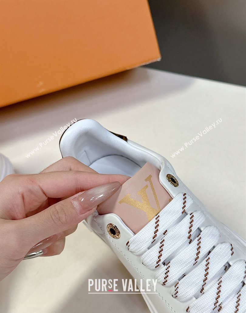 Louis Vuitton Time Out Sneakers in Leather with LV Tag White/Brown 2025 LV042203 (MD-250422088)