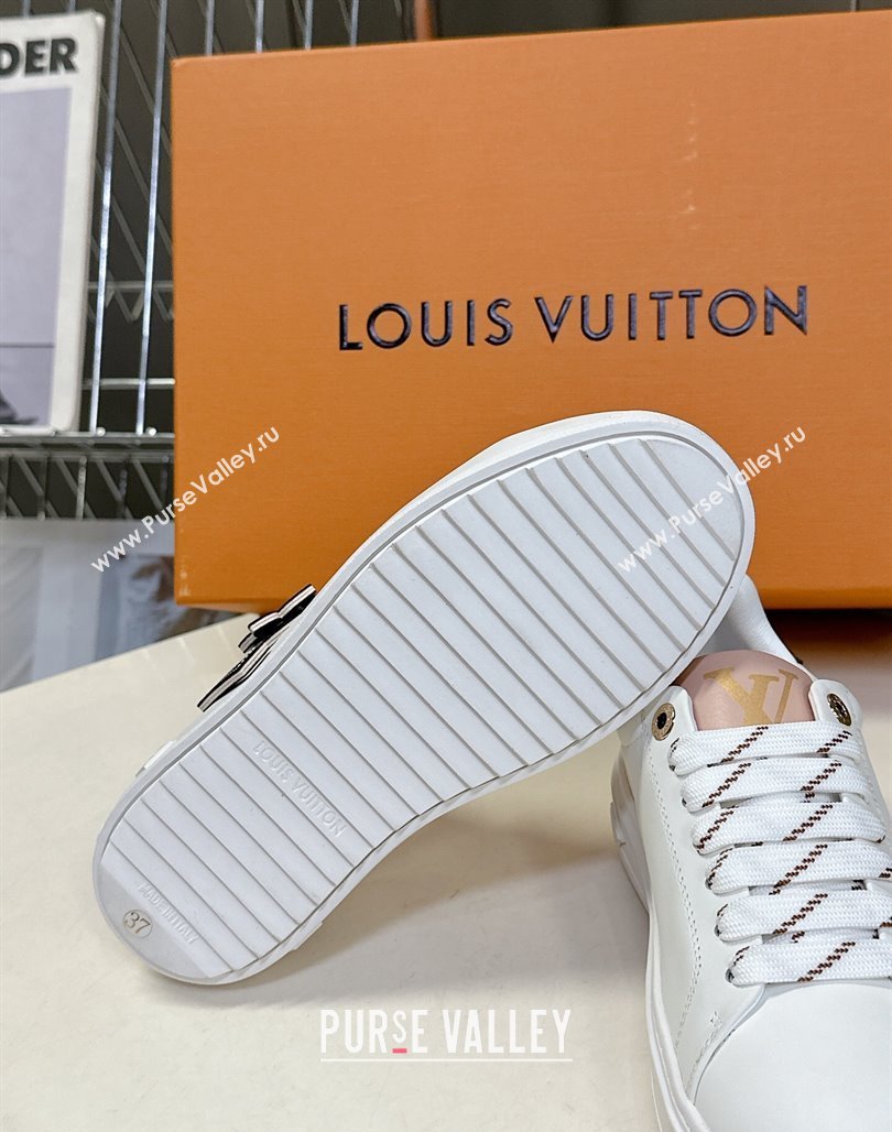 Louis Vuitton Time Out Sneakers in Leather with LV Tag White/Brown 2025 LV042203 (MD-250422088)