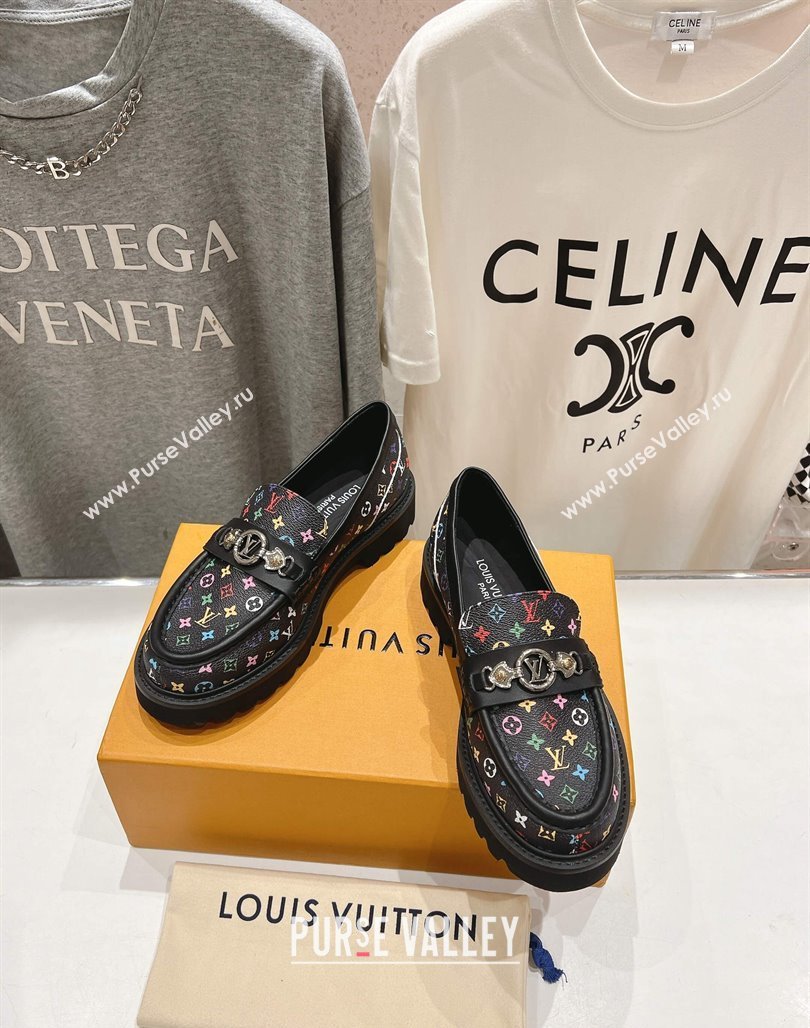 Louis Vuitton LV x TM District Loafers 5cm in Multicolored Monogram Canvas Black 2025 (MD-250421085)