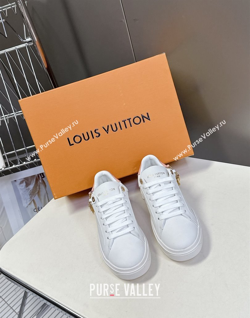 Louis Vuitton Time Out Sneakers in White Leather with Chain Charm 2025 LV042203 (MD-250422089)