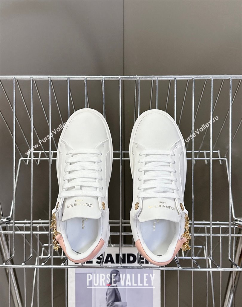 Louis Vuitton Time Out Sneakers in White Leather with Chain Charm 2025 LV042203 (MD-250422089)