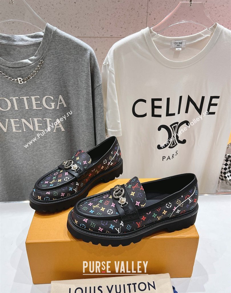 Louis Vuitton LV x TM District Loafers 5cm in Multicolored Monogram Canvas Black 2025 (MD-250421085)