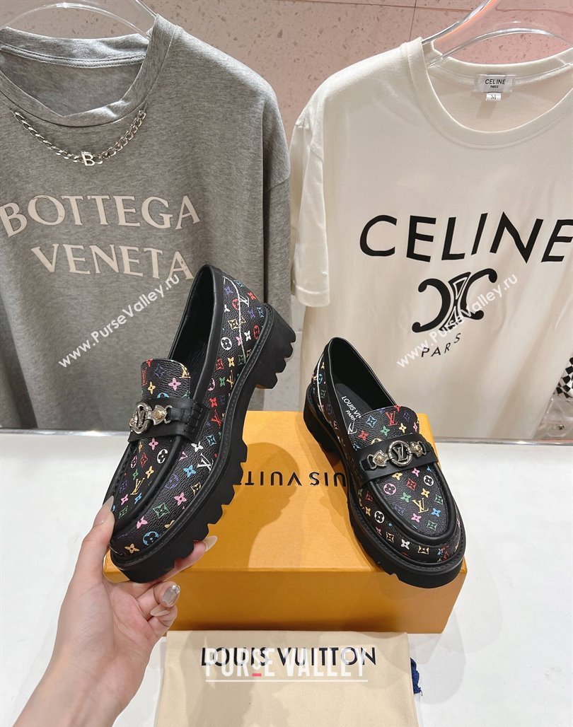 Louis Vuitton LV x TM District Loafers 5cm in Multicolored Monogram Canvas Black 2025 (MD-250421085)