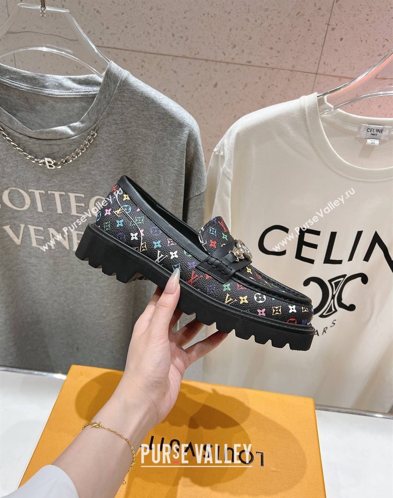 Louis Vuitton LV x TM District Loafers 5cm in Multicolored Monogram Canvas Black 2025 (MD-250421085)