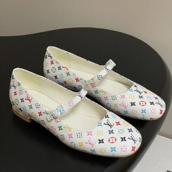 Louis Vuitton LV x TM Swing Flat Mary Jane Ballerinas in Multicolor Monogram Canvas White 2025 1AGUO5 (SS-250422098)