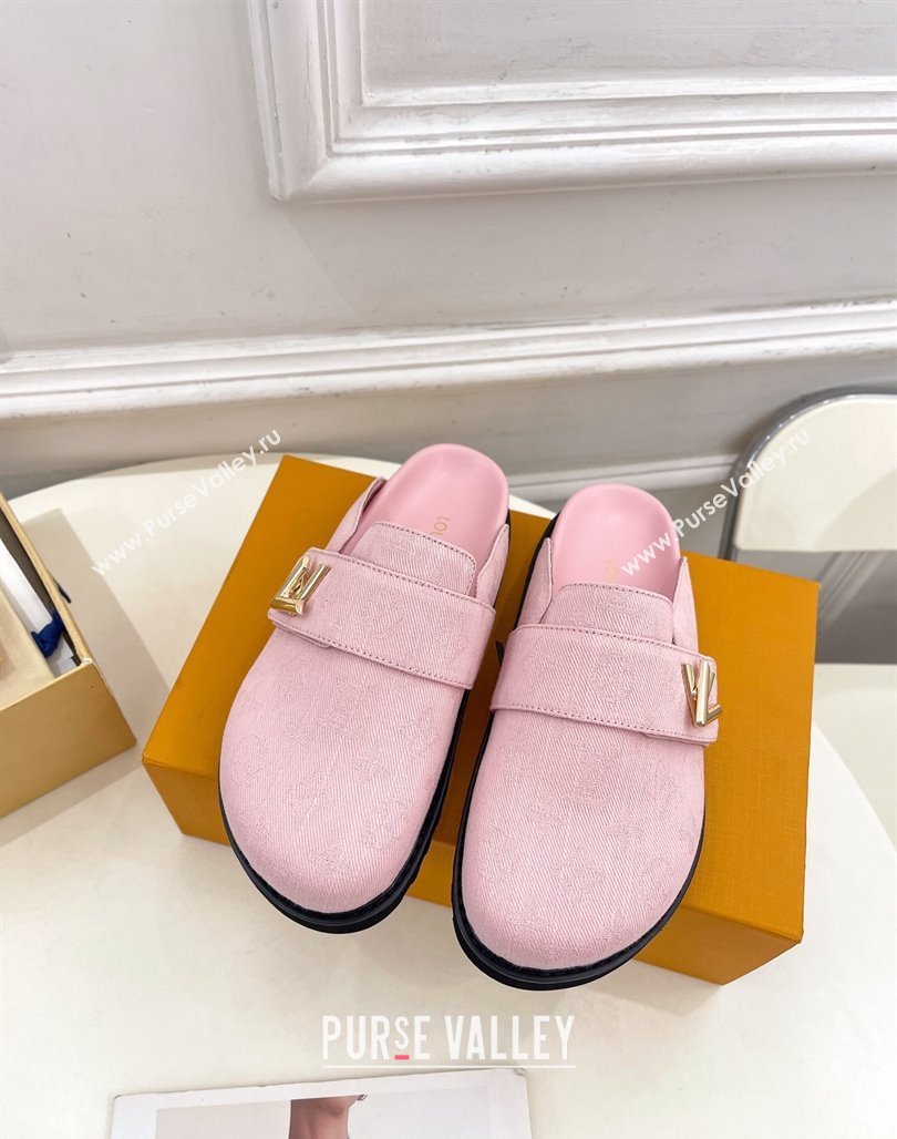 Louis Vuitton LV Cosy Comfort Mules in Monogram Denim Pink 2025 1AGVOO (MD-250422079)