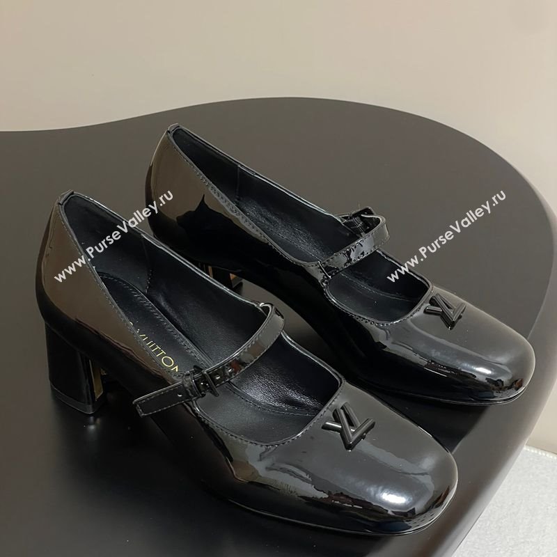 Louis Vuitton Swing Mary Janes Pumps 5.5cm in Patent Leather Black 2025 1AGUO5 (SS-250422101)