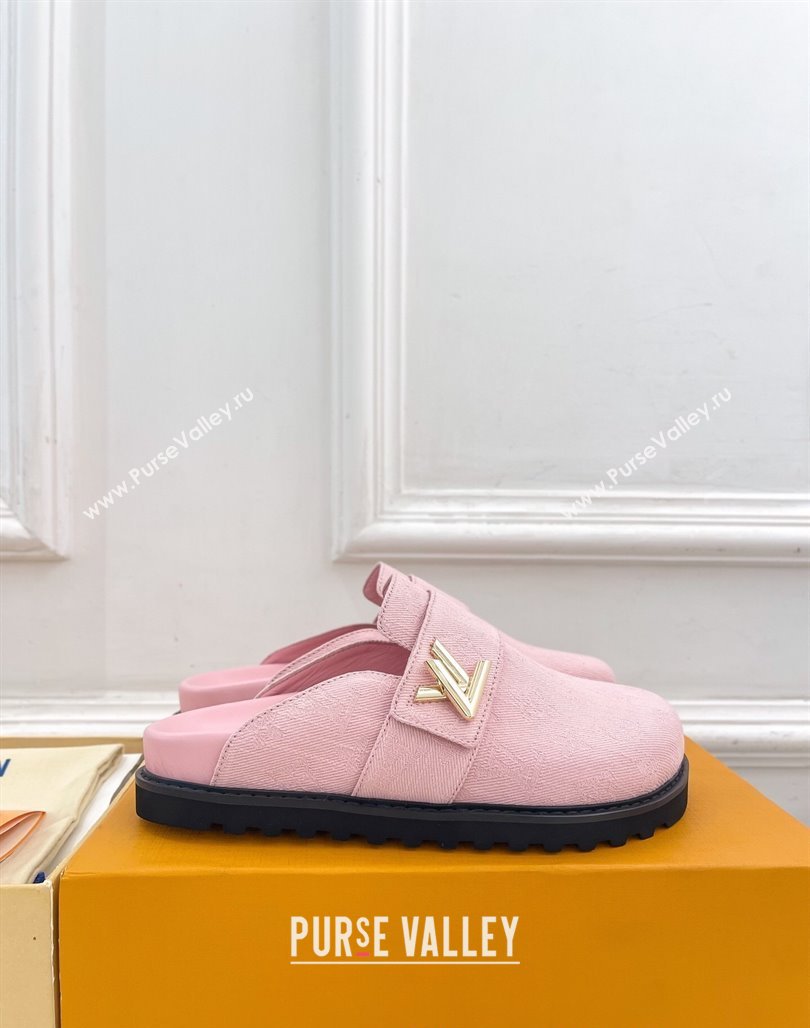 Louis Vuitton LV Cosy Comfort Mules in Monogram Denim Pink 2025 1AGVOO (MD-250422079)