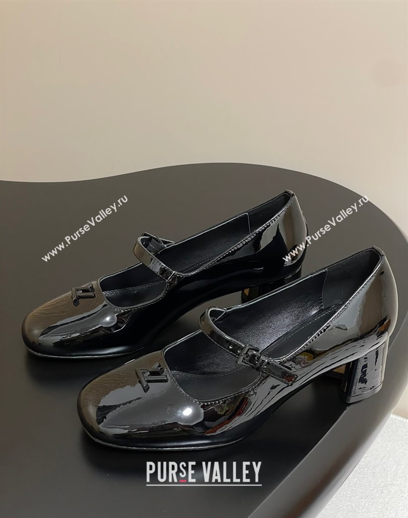 Louis Vuitton Swing Mary Janes Pumps 5.5cm in Patent Leather Black 2025 1AGUO5 (SS-250422101)