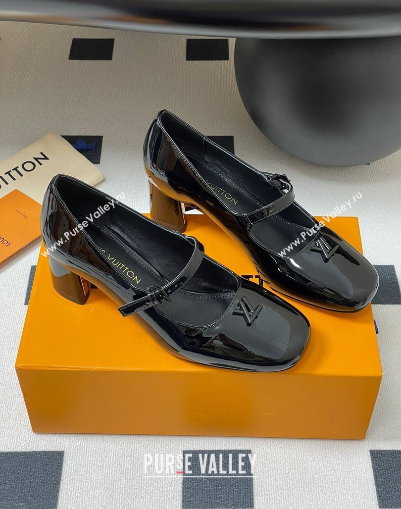 Louis Vuitton Swing Mary Janes Pumps 5.5cm in Patent Leather Black 2025 1AGUO5 (SS-250422101)