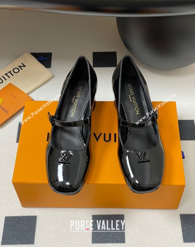 Louis Vuitton Swing Mary Janes Pumps 5.5cm in Patent Leather Black 2025 1AGUO5 (SS-250422101)