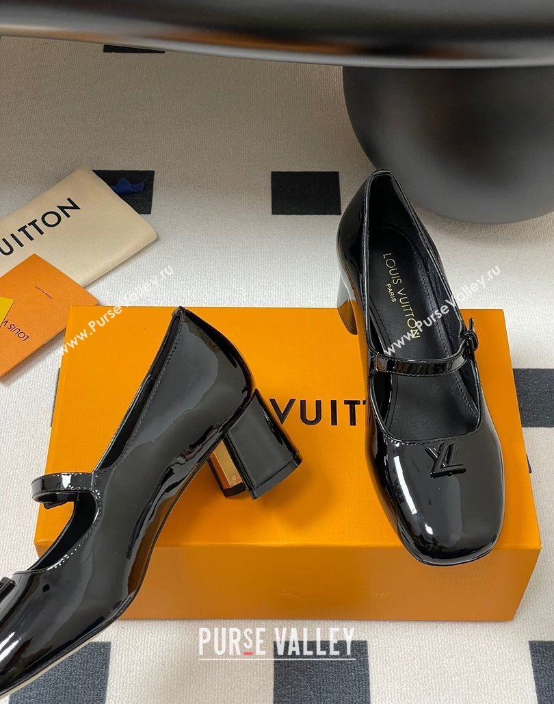 Louis Vuitton Swing Mary Janes Pumps 5.5cm in Patent Leather Black 2025 1AGUO5 (SS-250422101)