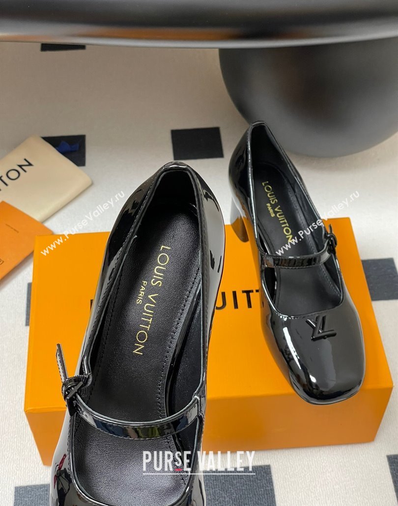 Louis Vuitton Swing Mary Janes Pumps 5.5cm in Patent Leather Black 2025 1AGUO5 (SS-250422101)