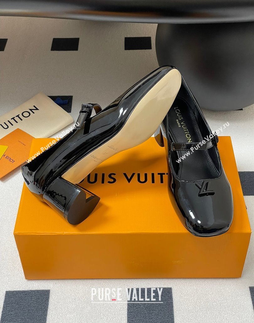 Louis Vuitton Swing Mary Janes Pumps 5.5cm in Patent Leather Black 2025 1AGUO5 (SS-250422101)