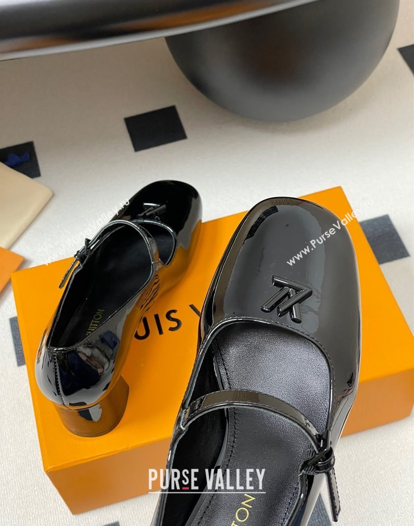 Louis Vuitton Swing Mary Janes Pumps 5.5cm in Patent Leather Black 2025 1AGUO5 (SS-250422101)