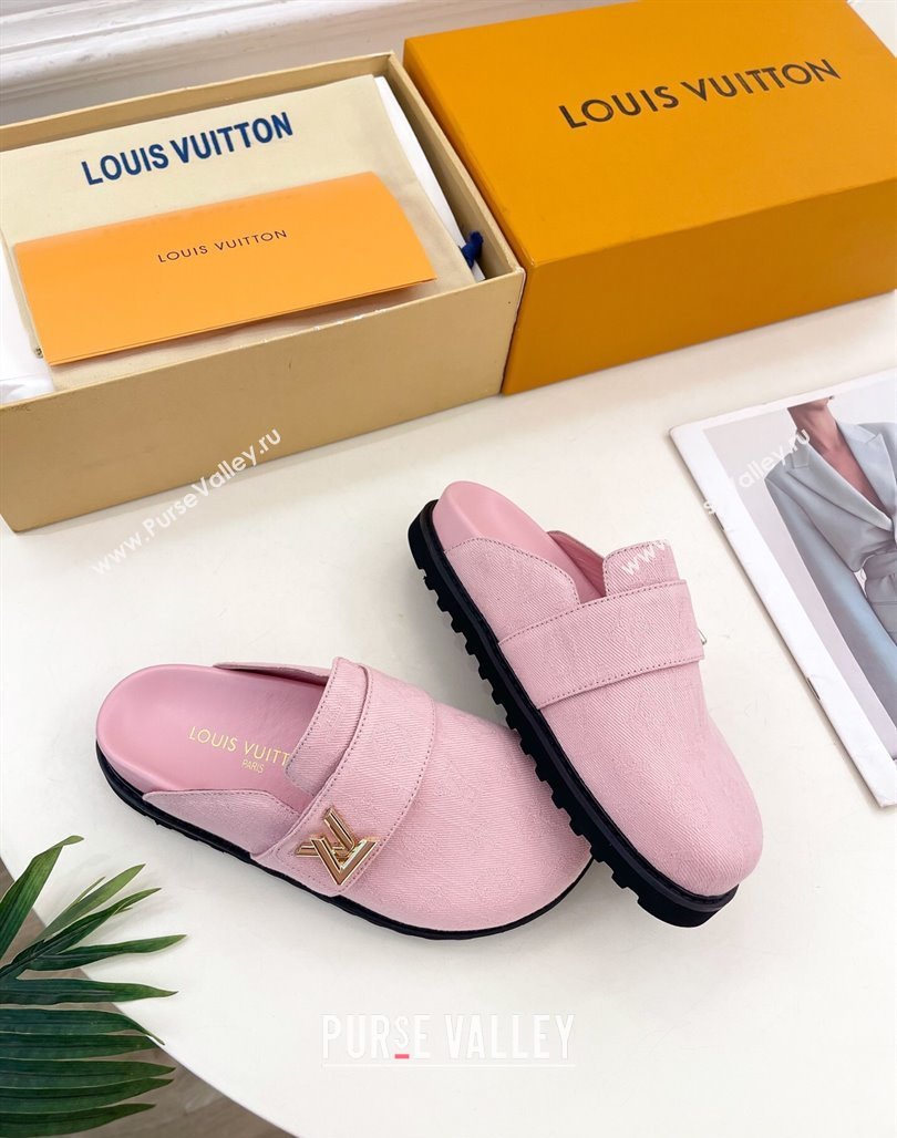 Louis Vuitton LV Cosy Comfort Mules in Monogram Denim Pink 2025 1AGVOO (MD-250422079)
