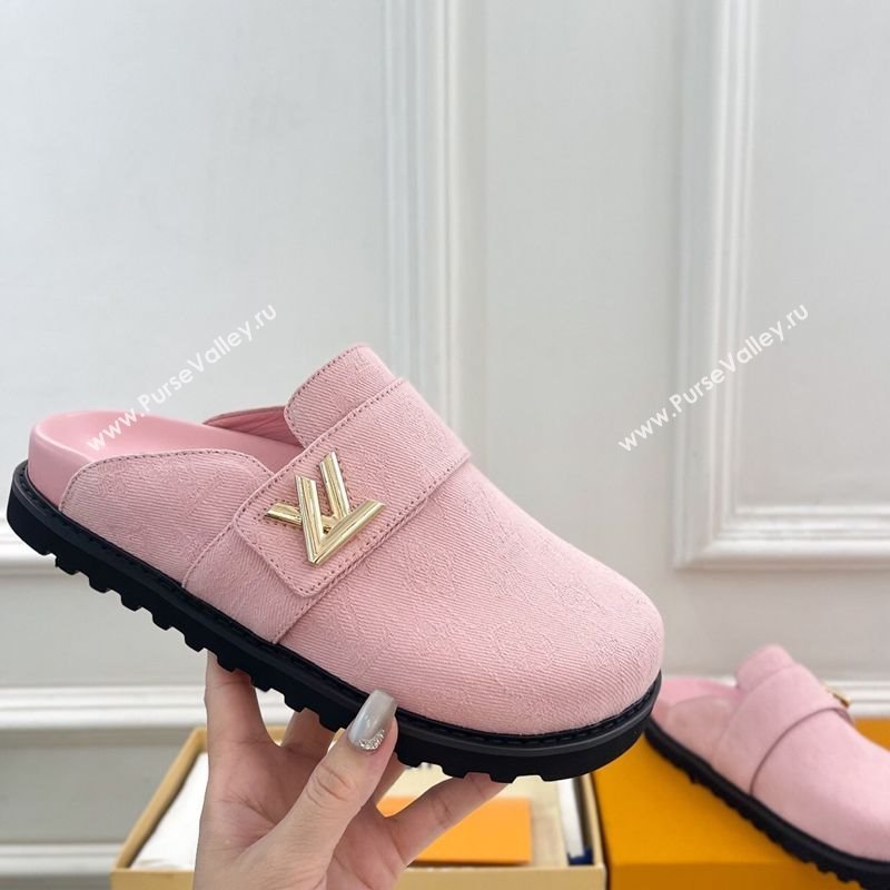 Louis Vuitton LV Cosy Comfort Mules in Monogram Denim Pink 2025 1AGVOO (MD-250422079)
