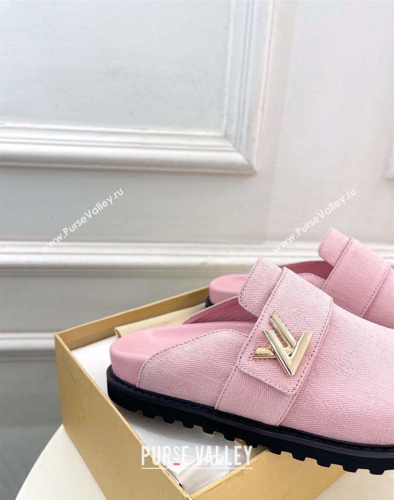 Louis Vuitton LV Cosy Comfort Mules in Monogram Denim Pink 2025 1AGVOO (MD-250422079)