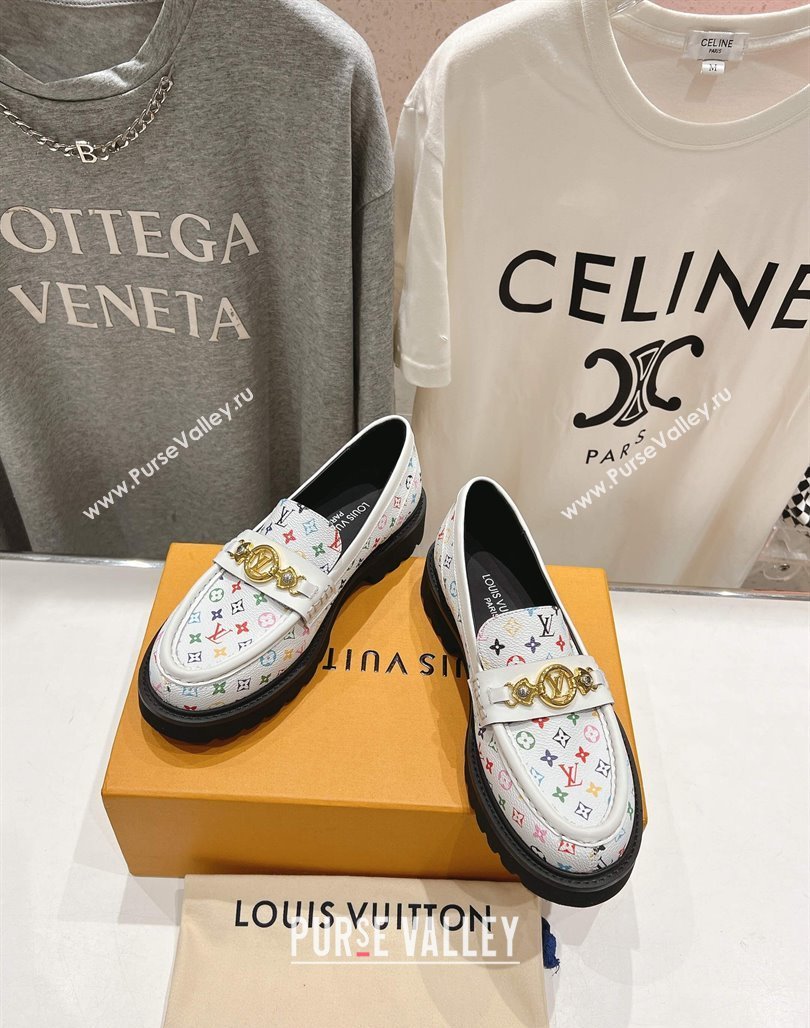 Louis Vuitton LV x TM District Loafers 5cm in Multicolored Monogram Canvas White/Black 2025 (MD-250421084)