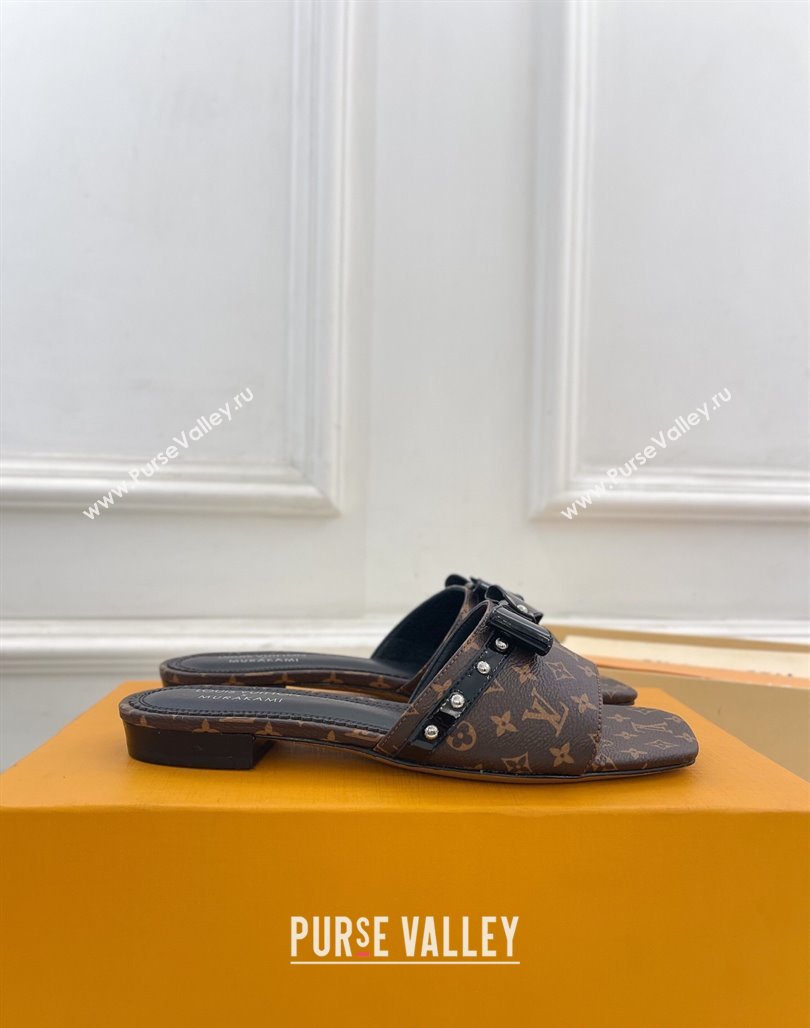 Louis Vuitton 6AM Flat Slides Sandal with Bow Monogram Canvas 2025 (MD-250421093)