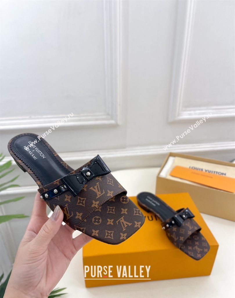 Louis Vuitton 6AM Flat Slides Sandal with Bow Monogram Canvas 2025 (MD-250421093)