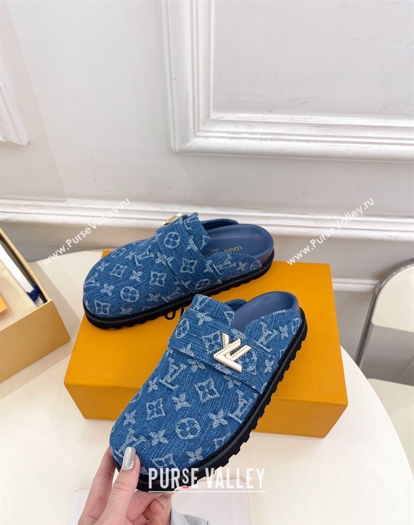 Louis Vuitton LV Cosy Comfort Mules in Monogram Denim Blue 2025 1AGVOO (MD-250422080)