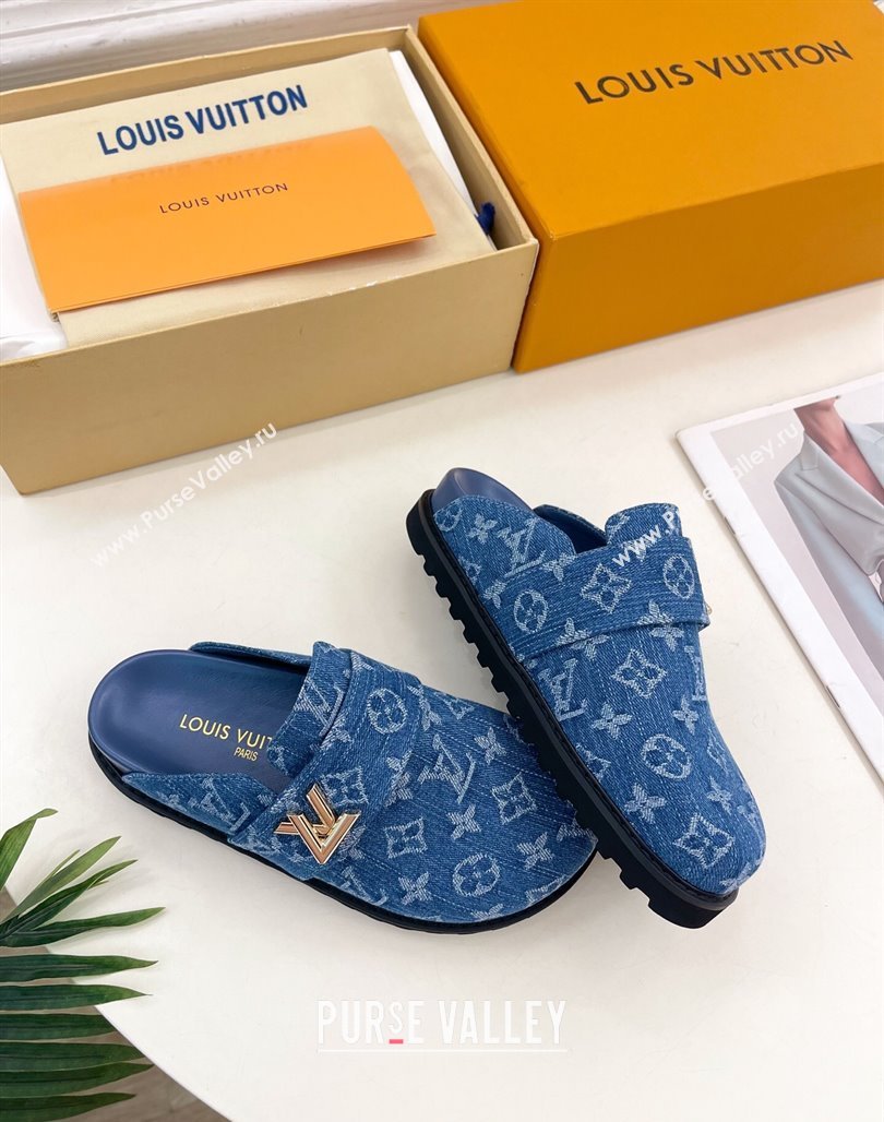 Louis Vuitton LV Cosy Comfort Mules in Monogram Denim Blue 2025 1AGVOO (MD-250422080)