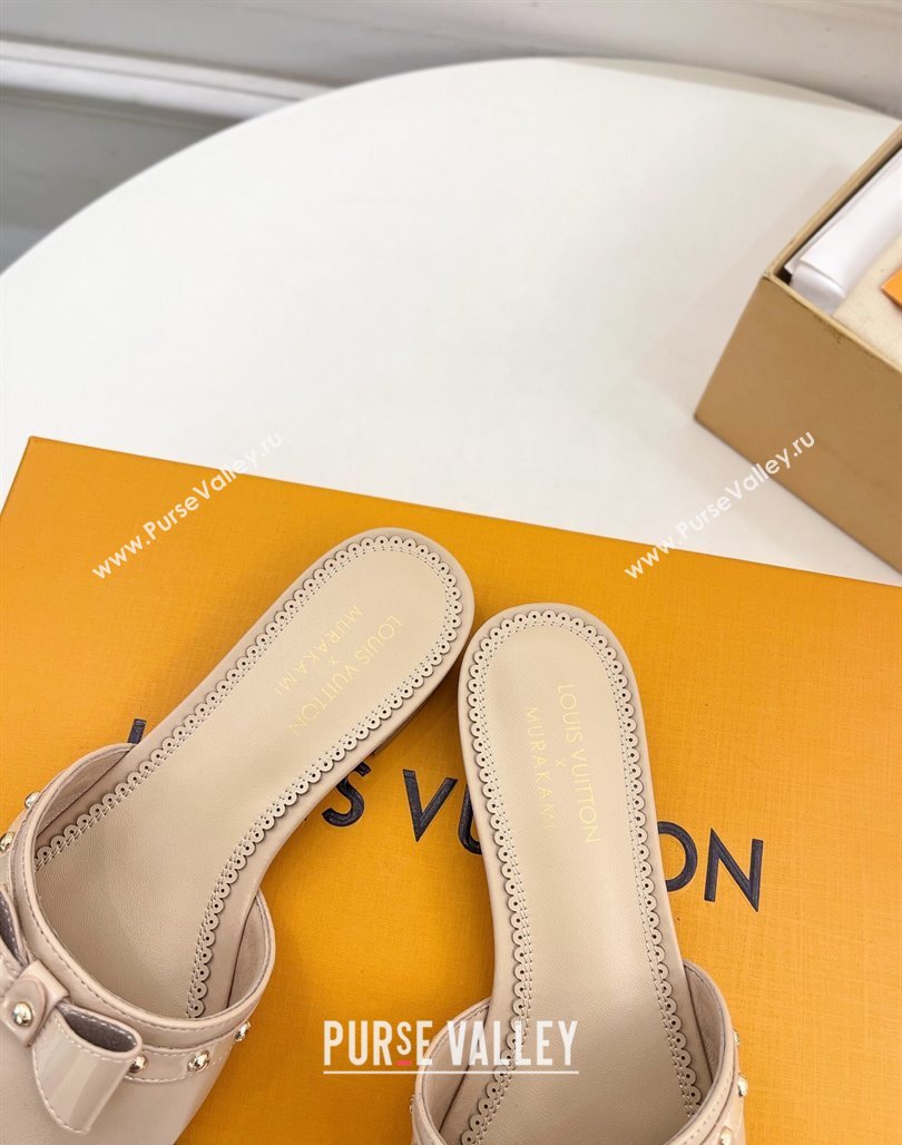 Louis Vuitton 6AM Flat Slides Sandal in Calfskin Leather with Bow Beige 2025 (MD-250421095)