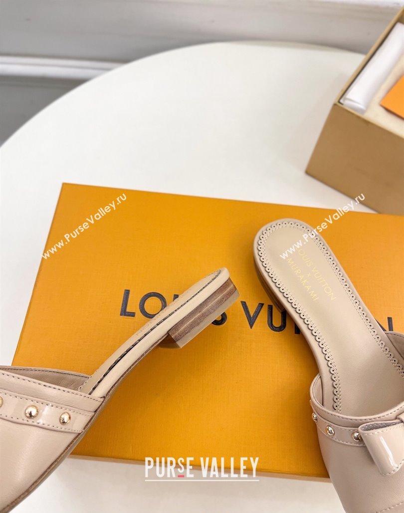 Louis Vuitton 6AM Flat Slides Sandal in Calfskin Leather with Bow Beige 2025 (MD-250421095)
