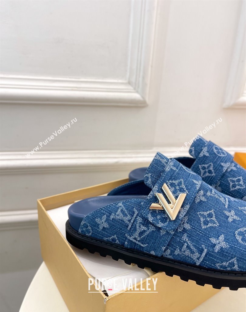 Louis Vuitton LV Cosy Comfort Mules in Monogram Denim Blue 2025 1AGVOO (MD-250422080)