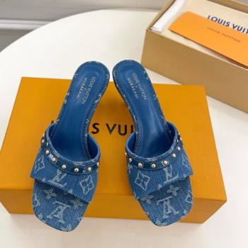Louis Vuitton 6AM Heel Slides Sandal 5.5cm in Monogram Denim Blue 2025 0422 (MD-250422014)