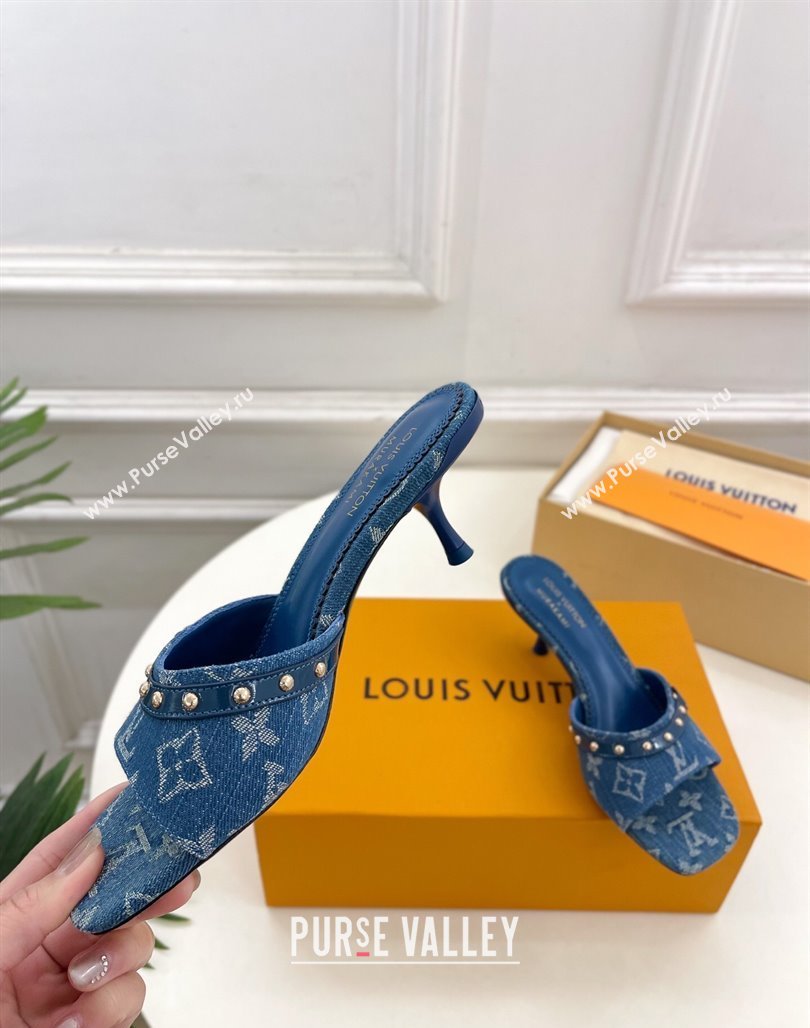 Louis Vuitton 6AM Heel Slides Sandal 5.5cm in Monogram Denim Blue 2025 0422 (MD-250422014)