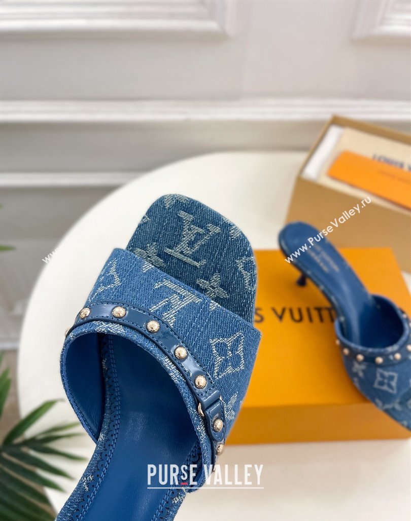 Louis Vuitton 6AM Heel Slides Sandal 5.5cm in Monogram Denim Blue 2025 0422 (MD-250422014)