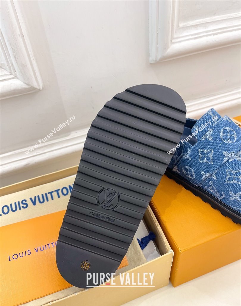 Louis Vuitton LV Cosy Comfort Mules in Monogram Denim Blue 2025 1AGVOO (MD-250422080)