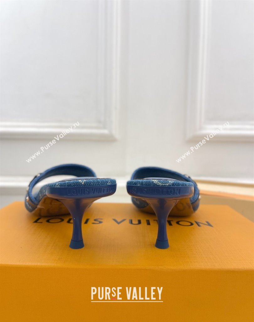 Louis Vuitton 6AM Heel Slides Sandal 5.5cm in Monogram Denim Blue 2025 0422 (MD-250422014)