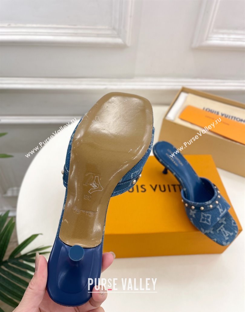 Louis Vuitton 6AM Heel Slides Sandal 5.5cm in Monogram Denim Blue 2025 0422 (MD-250422014)