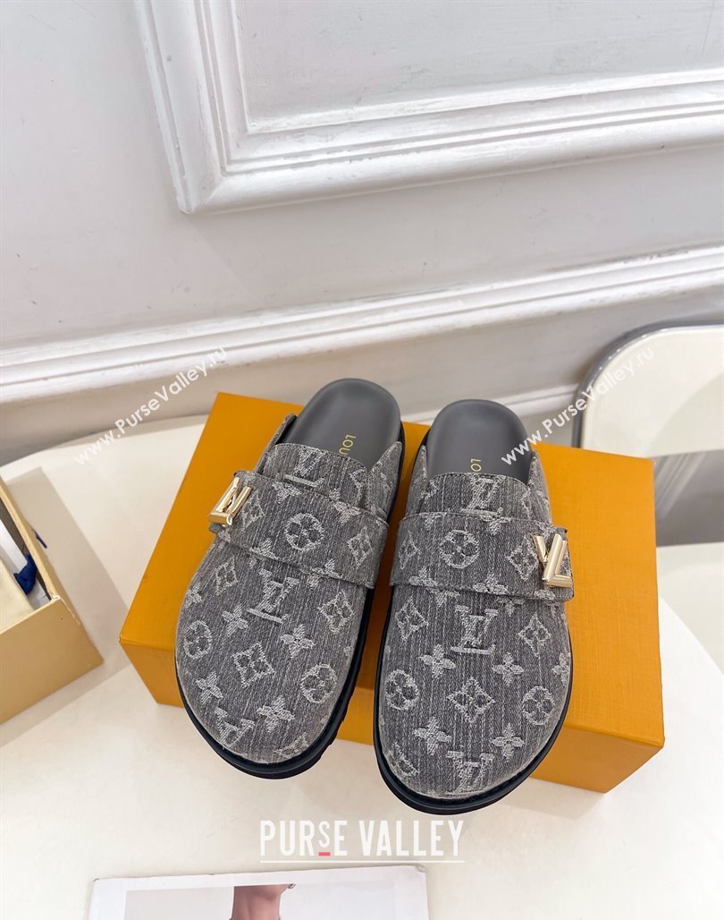 Louis Vuitton LV Cosy Comfort Mules in Monogram Denim Grey 2025 1AGVOO (MD-250422081)