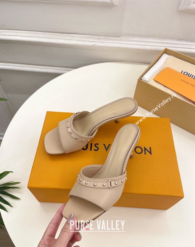 Louis Vuitton 6AM Heel Slides Sandal 5.5cm in Calf Leather Beige 2025 0422 (MD-250422016)