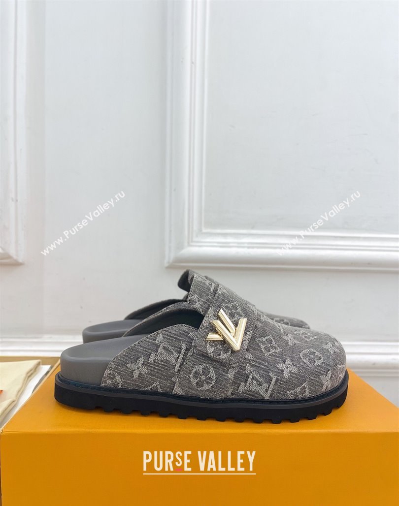 Louis Vuitton LV Cosy Comfort Mules in Monogram Denim Grey 2025 1AGVOO (MD-250422081)