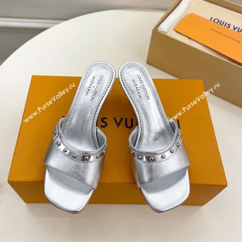 Louis Vuitton 6AM Heel Slides Sandal 5.5cm in Calf Leather Silver 2025 0422 (MD-250422017)