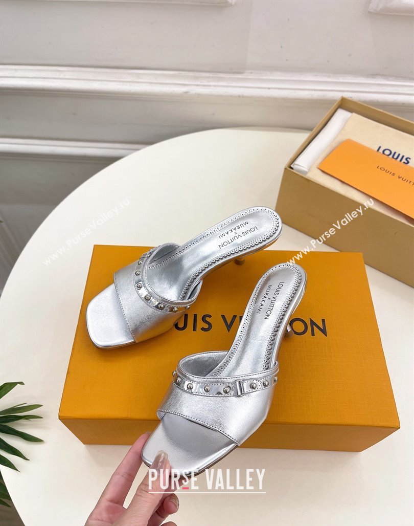 Louis Vuitton 6AM Heel Slides Sandal 5.5cm in Calf Leather Silver 2025 0422 (MD-250422017)