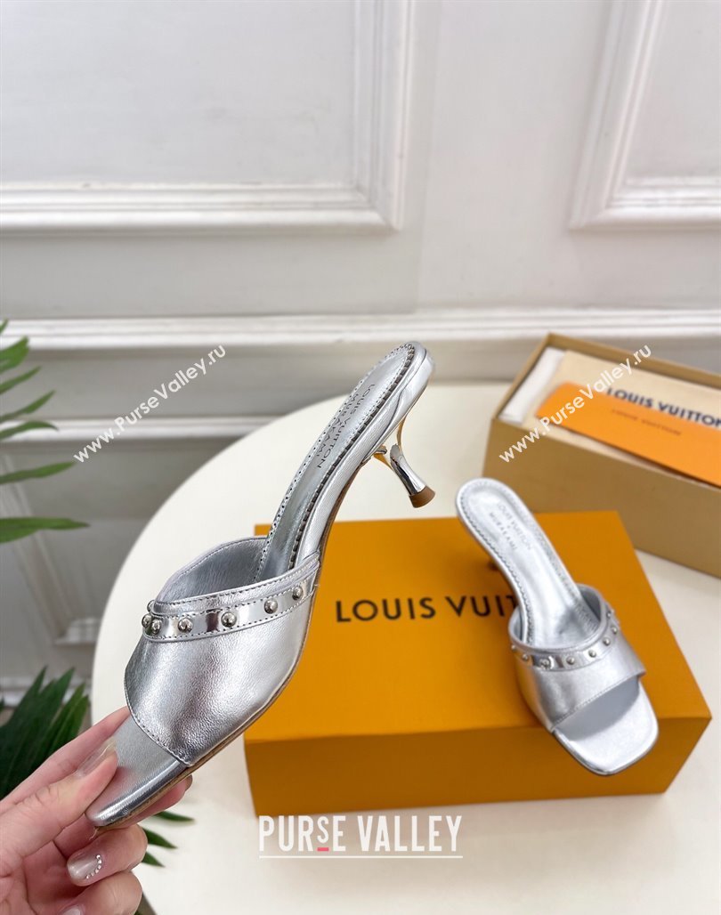 Louis Vuitton 6AM Heel Slides Sandal 5.5cm in Calf Leather Silver 2025 0422 (MD-250422017)