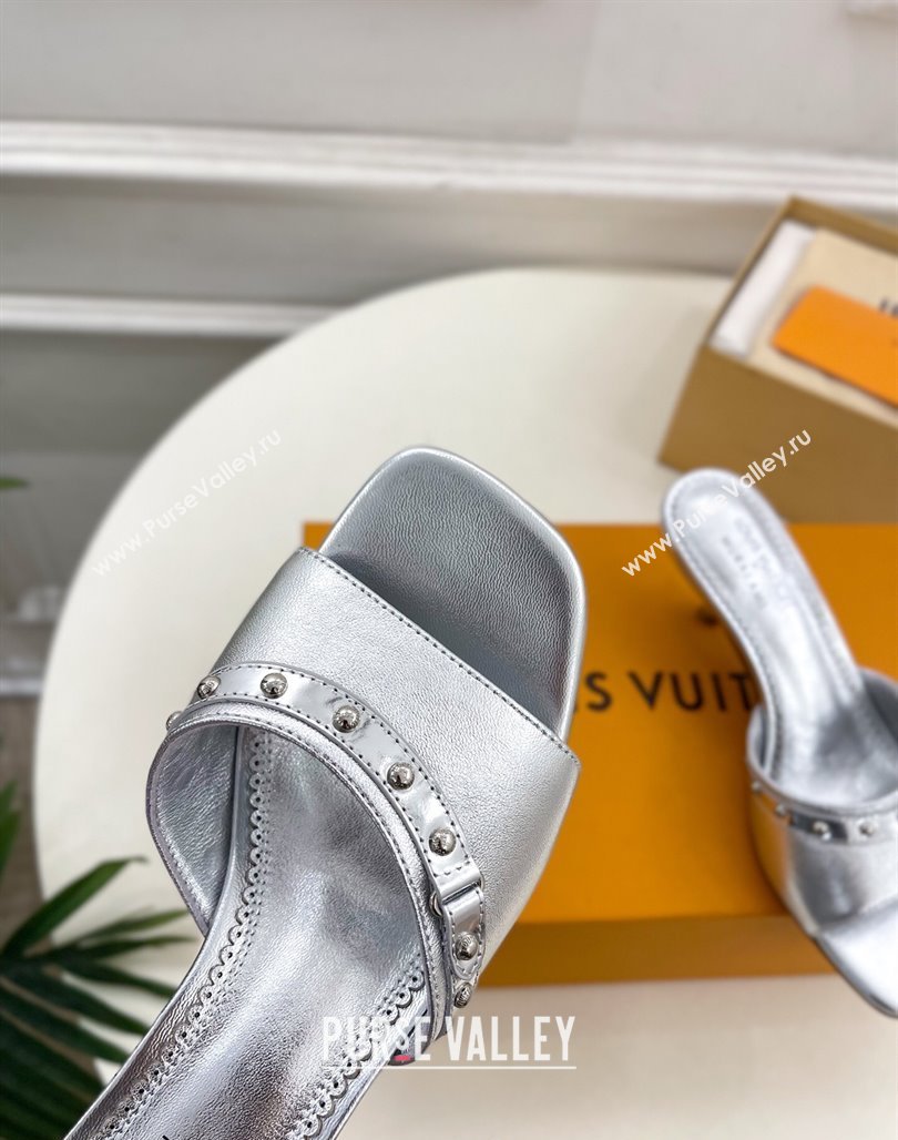 Louis Vuitton 6AM Heel Slides Sandal 5.5cm in Calf Leather Silver 2025 0422 (MD-250422017)