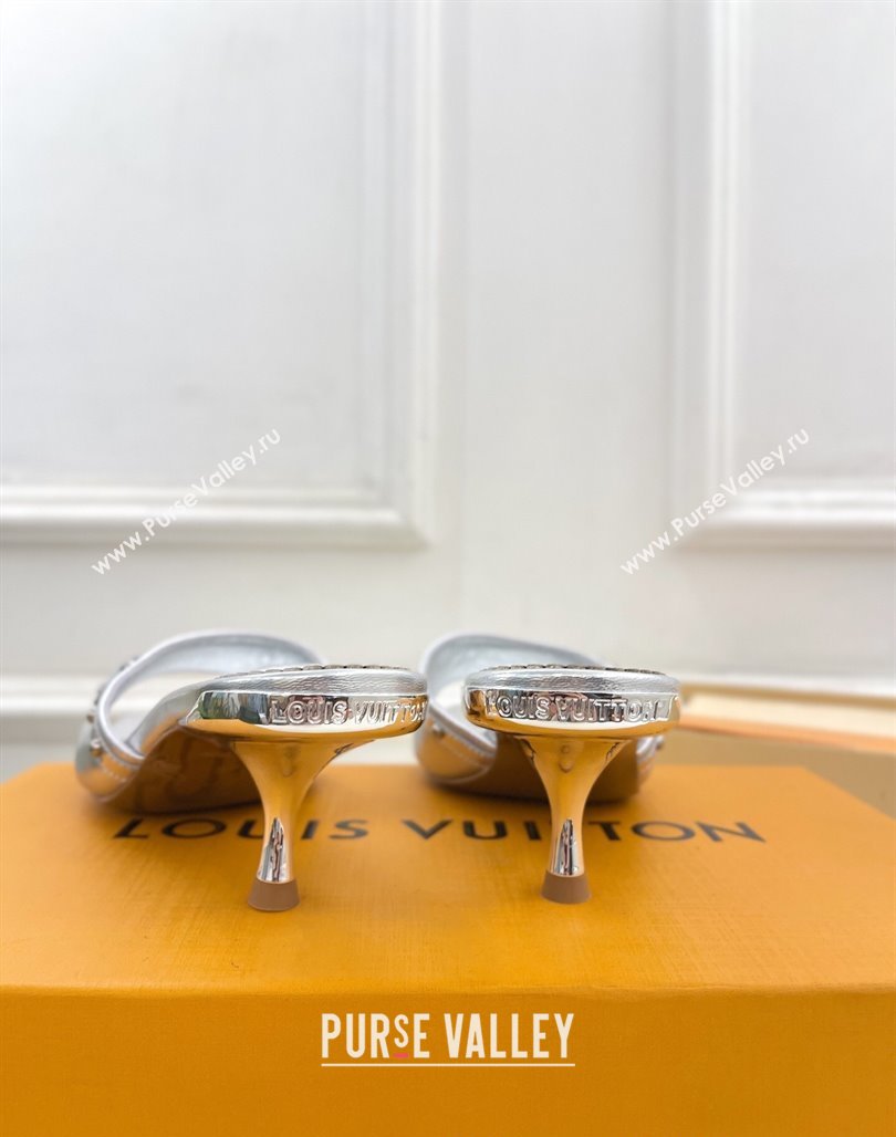 Louis Vuitton 6AM Heel Slides Sandal 5.5cm in Calf Leather Silver 2025 0422 (MD-250422017)