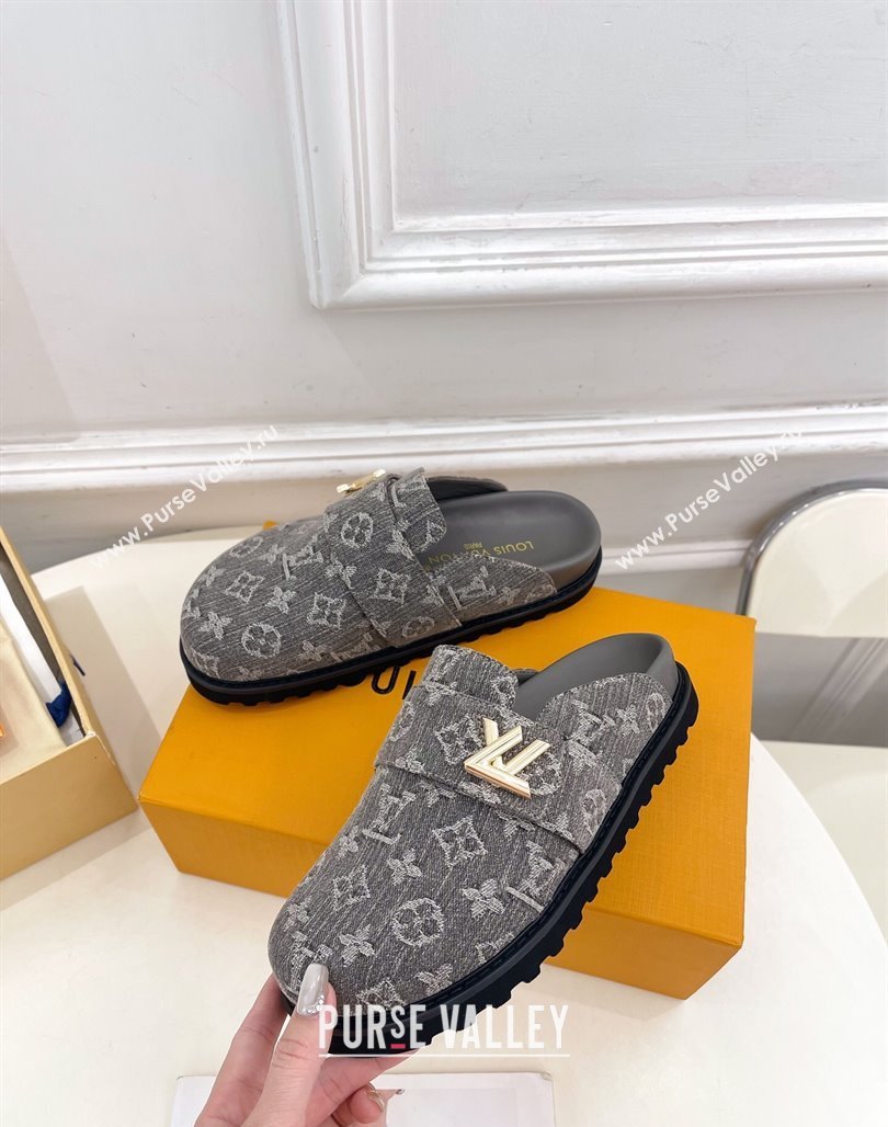 Louis Vuitton LV Cosy Comfort Mules in Monogram Denim Grey 2025 1AGVOO (MD-250422081)