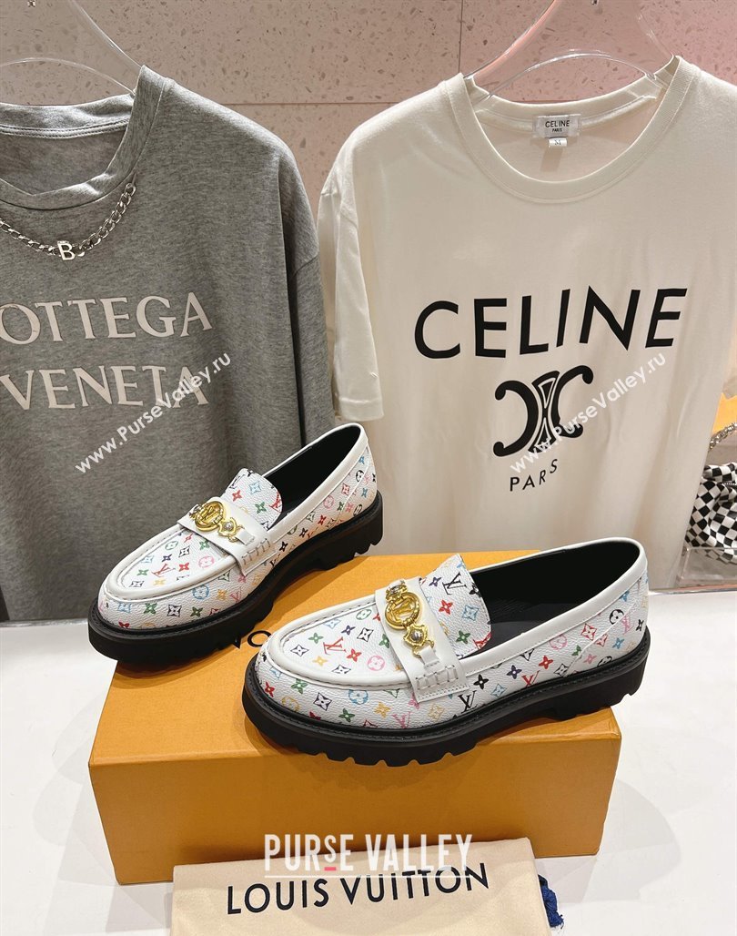 Louis Vuitton LV x TM District Loafers 5cm in Multicolored Monogram Canvas White/Black 2025 (MD-250421084)