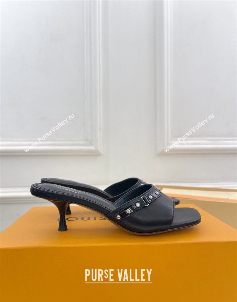 Louis Vuitton 6AM Heel Slides Sandal 5.5cm in Calf Leather Black 2025 0422 (MD-250422018)