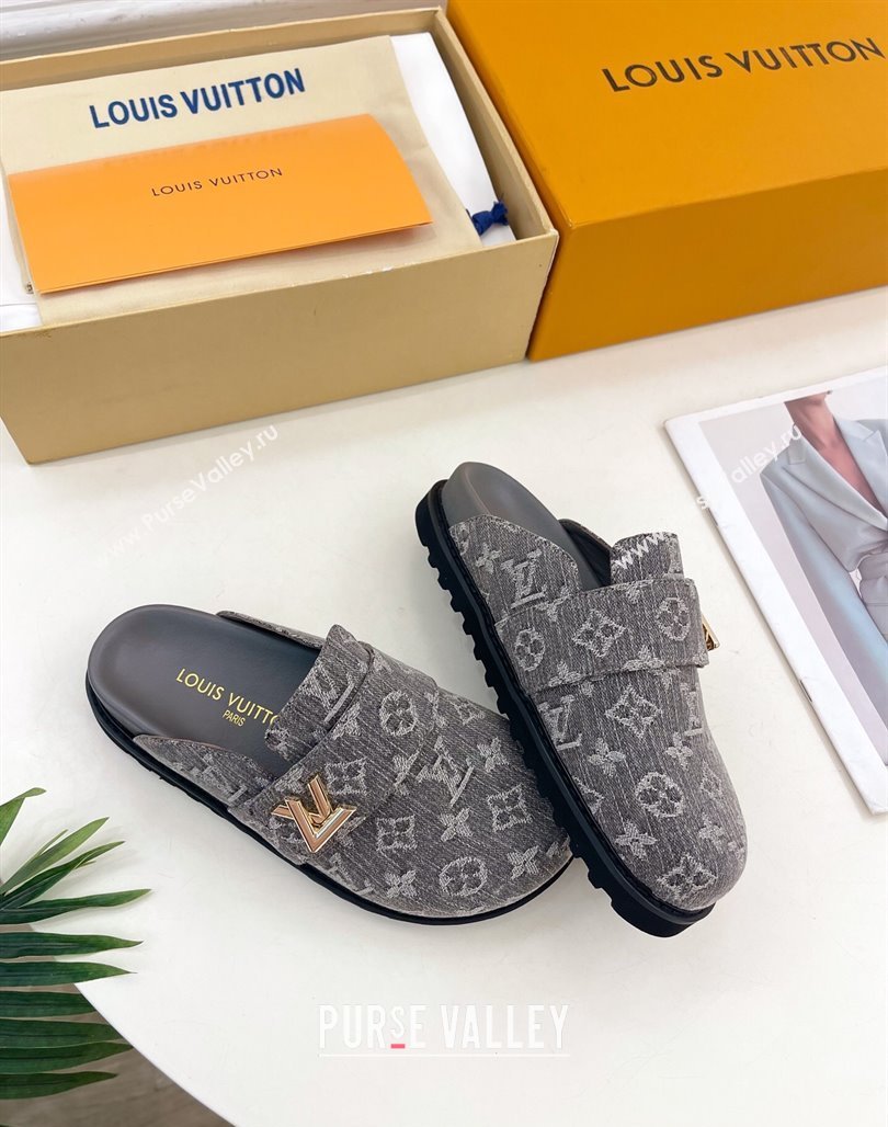 Louis Vuitton LV Cosy Comfort Mules in Monogram Denim Grey 2025 1AGVOO (MD-250422081)