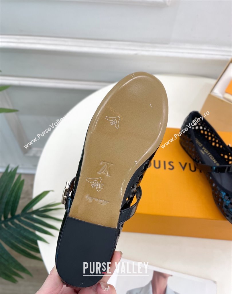 Louis Vuitton Romy Flat Ballerinas in Monogram Perforated Patent Leather Black 2025 1AGVES (MD-250422174)